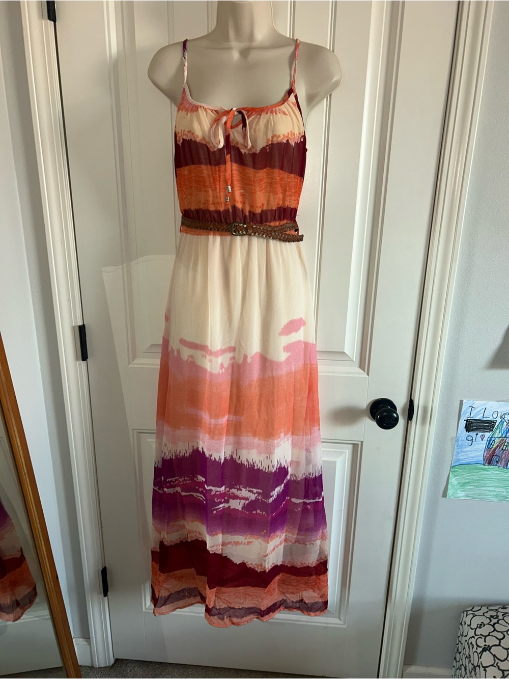 NEW Angie Women’s Sleeveless Ombre Maxi Dress Peach & Purple Desert 🏜️ Sky Sz S